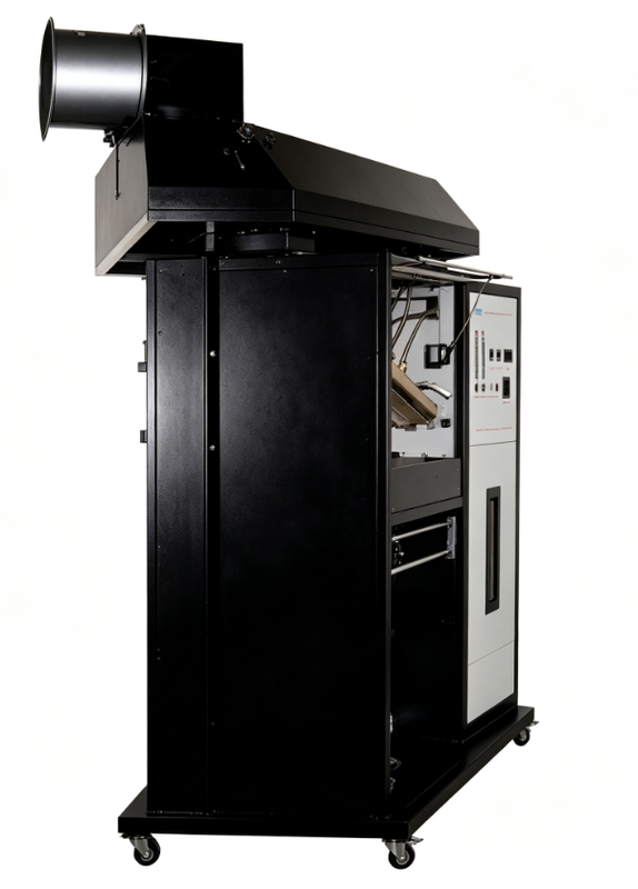 ISO9239 に準拠する,重点放射流量試験器,総電源2KW,床熱流量試験用300mm × 450mmの放射パネル