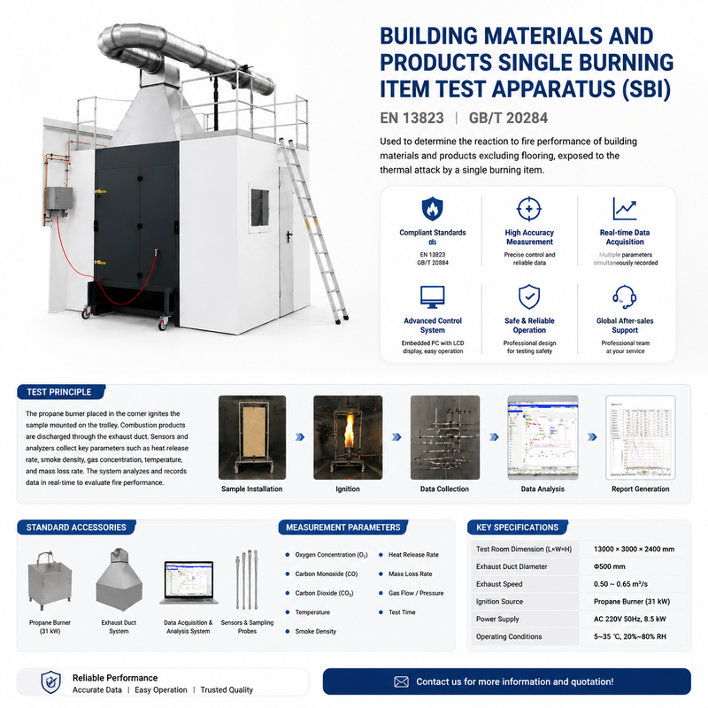 Building Material Fire Resistance Testing Machine Single Burning Item Tester with Data Acquisition System