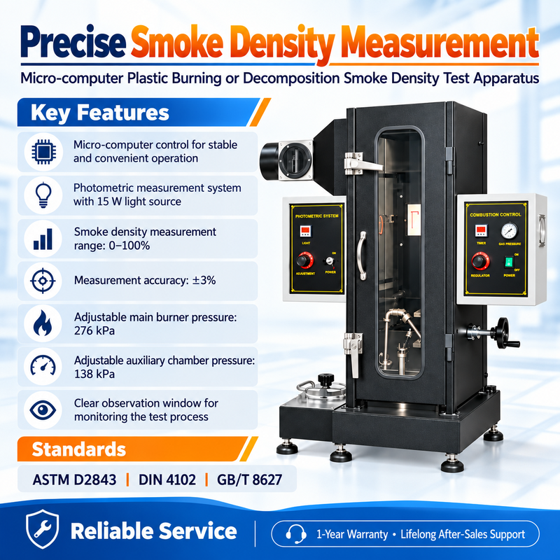 Fire Smoke Density Tester for Plastics and Building Materials | Compliant with ASTM D2843 DIN4102 GB/T 8627 Standard